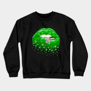 Green Lips Sexy Irish Rainbow Leopard Shamrock St Patricks Day Crewneck Sweatshirt